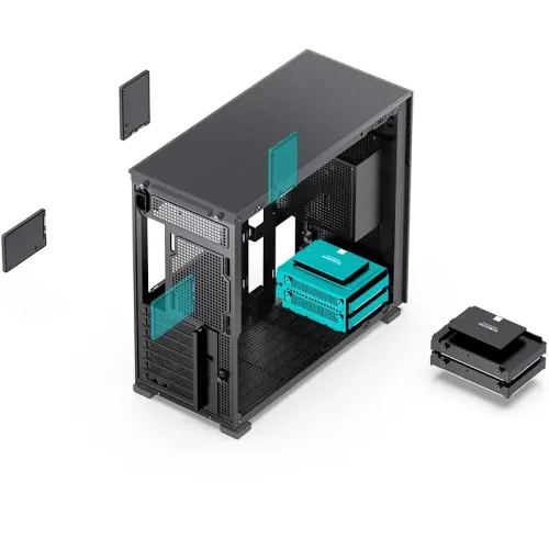 Корпус без блока питания/ Case JONSBO D41 MESH SCREEN, Midi-Tower, TG, no fan, 1xUSB-A 3.2 + 1xUSB-C 3.2, ATX, mATX Black