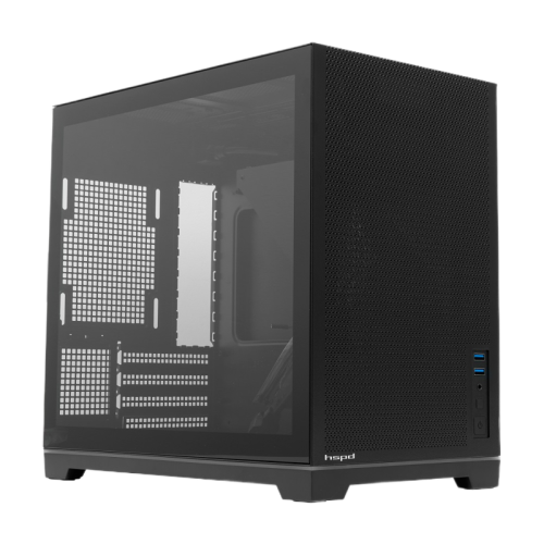 Корпус без блока питания/ Case HSPD M211, Mesh Mini-tower, Black, TG, 0.7 SPCC, no fans,mATX, mITX, 175/330/150mm, 2x2.5