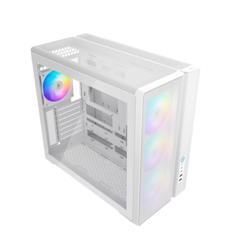 Корпус ПК без блока питания/ Case SAMA S50 White, Midi-Tower, TG, 4x120mm ARGB, 2xUSB 3.0 + 1xUSB 3.2 Type-C, ATX, mATX, mITX White