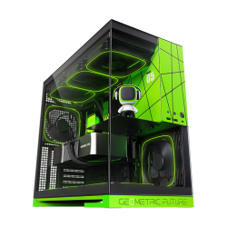 Корпус ПК без блока питания/ Case Geometric Future Model 5 NV Style, Midi-Tower, TG, no fans, 2xUSB-A 3.0, 1xUSB 3.2 Type-C, E-ATX, ATX, mATX, mITX Black/Green