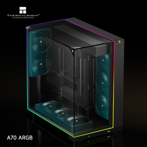 Корпус без блока питания/ Case Thermalright A70 FAN5-C, Midi-Tower, TG, 5x120mm ARGB, 2xUSB-A 3.0, 1xUSB Type-C, ATX, mATX, mITX Black