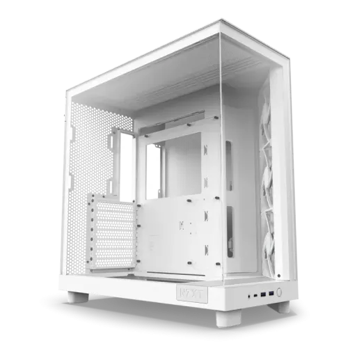 Корпус без блока питания/ Case NZXT H6 Flow, Midi-Tower, TG, 3x120mm, 2xUSB-A 3.2 + 1xUSB-C 3.2, ATX, mATX, mITX White