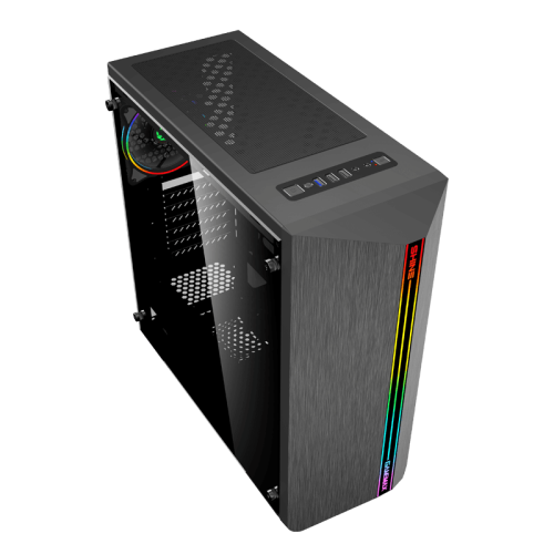 Компьютерный корпус, без блока питания ATX/ Gamemax Shine G517 ATX case, black, w/o PSU,w/1xUSB3.0+2xUSB2.0, HD-Audio , w/1x12mm FR1x12cm Ring ARGB Fan(FN-12Rainbow-N)