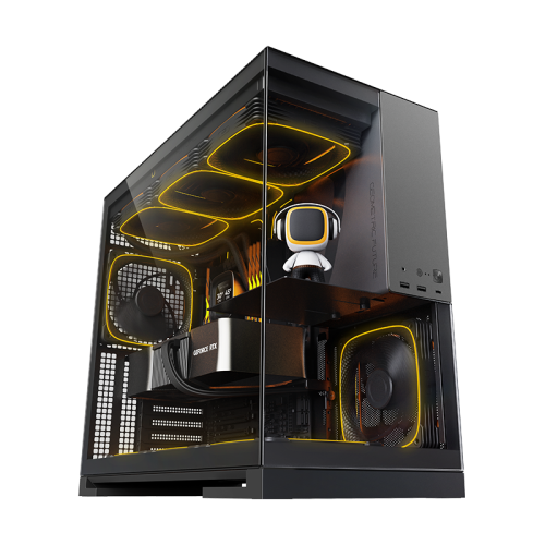 Корпус ПК без блока питания/ Case Geometric Future Model 5, Midi-Tower, TG, no fans, 2xUSB-A 3.0, 1xUSB 3.2 Type-C, E-ATX, ATX, mATX, mITX Black/Gray
