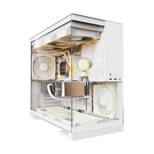 Корпус ПК без блока питания/ Case Geometric Future Model 5, Midi-Tower, TG, no fans, 2xUSB-A 3.0, 1xUSB 3.2 Type-C, E-ATX, ATX, mATX, mITX White