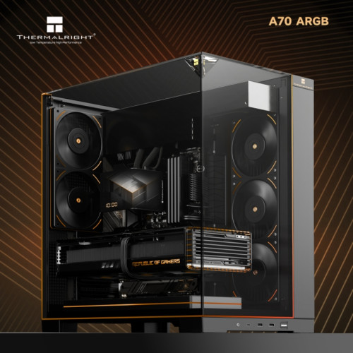 Корпус без блока питания/ Case Thermalright A70 FAN5-C, Midi-Tower, TG, 5x120mm ARGB, 2xUSB-A 3.0, 1xUSB Type-C, ATX, mATX, mITX Black