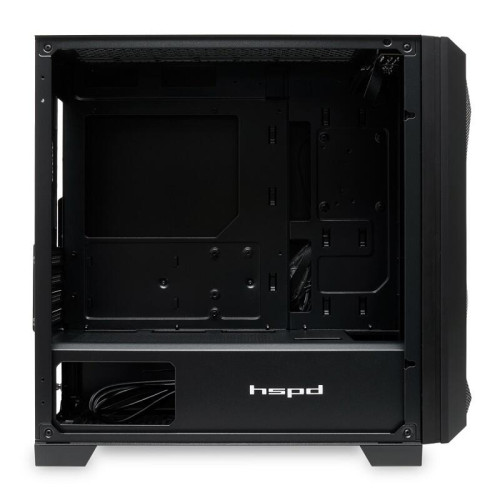 Корпус без блока питания/ Case HSPD M340, Mesh Mid Tower, Black, TG, 0.5 SPCC, no fans, mATX, mITX, 165/350/200mm, 2x2.5