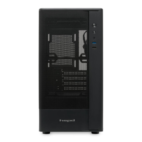 Корпус без блока питания/ Case HSPD M332, Mesh Mini-tower, Black, TG, 0.4 SPCC, no fans, mATX, mITX, 160/285/170mm, 1x2.5