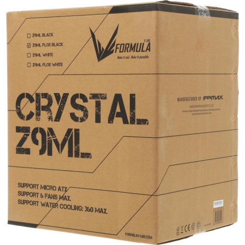 Корпус Formula Crystal Z9ML Floe черный без БП mATX 1xUSB3.0 1xUSB3.1 audio bott PSU