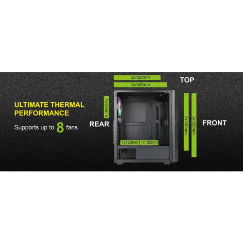 Корпус Azza Forest черный ATX 4x120mm 4x140mm 2xUSB3.0 audio bott PSU [CSAZ-370 FOREST]