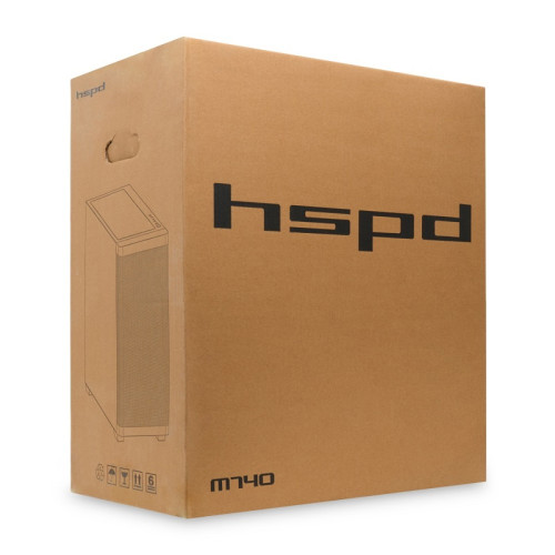 Корпус без блока питания/ Case HSPD M740, Mesh Mid Tower, Black, TG, 0.6 SPCC, no fans, E-ATX, ATX, mATX, mITX, 170/400/200mm, 4x2.5