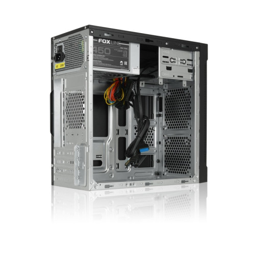 Корпус с блоком питания 450Вт./ Foxline FL-708-FZ450R-U31 mATX case, black, w/PSU 450W 12cm, w/1xUSB2.0+1xUSB3.0, w/pwr cord, w/o FAN