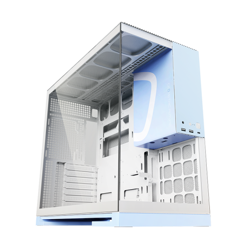 Корпус ПК без блока питания/ Case Geometric Future Model 5, Midi-Tower, TG, no fans, 2xUSB-A 3.0, 1xUSB 3.2 Type-C, E-ATX, ATX, mATX, mITX Light blue
