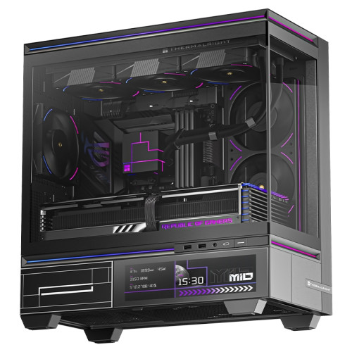 Корпус без блока питания/ Case Thermalright M10 Vision FAN4-M, Mini-Tower, TG, LCD, 4x120mm ARGB, 2xUSB-A 3.0, 1xUSB Type-C, mATX, mITX Black