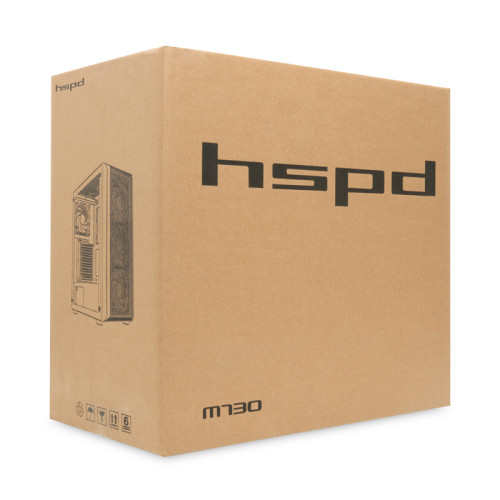 Корпус без блока питания/ Case HSPD M730, Mesh Mid Tower, Black, TG, 0.4 SPCC, no fans, E-ATX, ATX, mATX, mITX, 155/280/175-200mm, 2x2.5