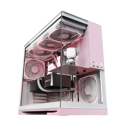 Корпус ПК без блока питания/ Case Geometric Future Model 5, Midi-Tower, TG, no fans, 2xUSB-A 3.0, 1xUSB 3.2 Type-C, E-ATX, ATX, mATX, mITX Pink