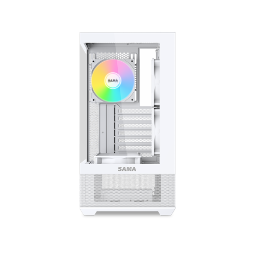 Корпус ПК без блока питания/ Case SAMA V40 White, Midi-Tower, TG, 6x120mm ARGB, 2xUSB 3.0 + 1xUSB 3.1 Type-C, ATX, mATX, mITX White