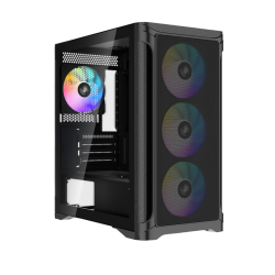 Корпус ПК без блока питания/ Case SAMA S31 Black, Midi-Tower, TG, 4x120mm ARGB, 2xUSB 3.0 + 1xUSB 3.2 Type-C, mATX, mITX Black