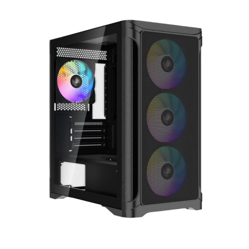 Корпус ПК без блока питания/ Case SAMA S31 Black, Midi-Tower, TG, 4x120mm ARGB, 2xUSB 3.0 + 1xUSB 3.2 Type-C, mATX, mITX Black