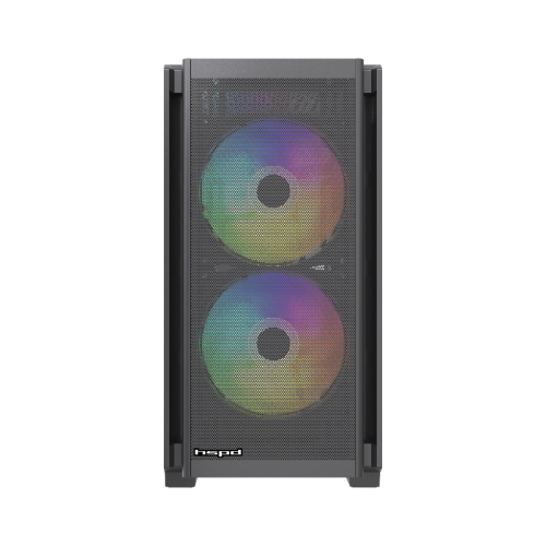 Корпус без блока питания/ Case HSPD M336, Mesh Mini-tower, Black, TG, 0.45 SPCC, 3x120mm ARGB (M11-120) mATX, mITX 160/340/180mm 2x2.5