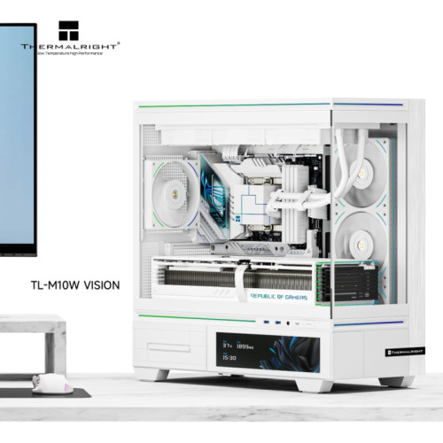 Корпус без блока питания/ Case Thermalright M10 Vision FAN4-M, Mini-Tower, TG, LCD, 4x120mm ARGB, 2xUSB-A 3.0, 1xUSB Type-C, mATX, mITX White Корпус без блока питания/ Case Thermalright M10 Vision FAN4-M, Mini-Tower, TG, LCD, 4x120mm ARGB, 2xUSB-A 3.0, 1xUSB Type-C, mATX, mITX White