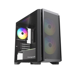 Корпус без блока питания/ Case HSPD M336, Mesh Mini-tower, Black, TG, 0.45 SPCC, 3x120mm ARGB (M11-120) mATX, mITX 160/340/180mm 2x2.5