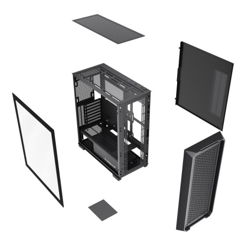 Корпус без блока питания/ Case HSPD F750, Mesh Full Tower, Black, TG, 0.6 SPCC, no fans, E-ATX, ATX, mATX, mITX 160/405/160mm 3x2.5 Корпус без блока питания/ Case HSPD F750, Mesh Full Tower, Black, TG, 0.6 SPCC, no fans, E-ATX, ATX, mATX, mITX 160/405/160mm 3x2.5