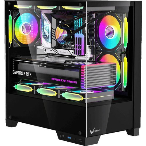 Корпус Formula Crystal Z1M Plus FR черный без БП mATX 9x120mm 1xUSB3.0 audio bott PSU