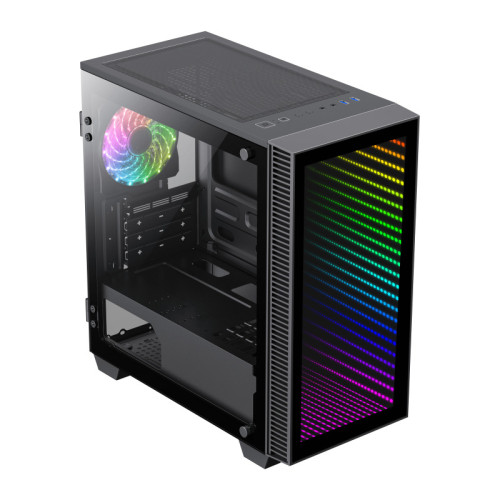 Компьютерный корпус, без блока питания mATX/ Gamemax Mini Abyss mATX case, black, w/o PSU, w/2xUSB3.0, w/1x12cm ARGB rear fan (FN-12Rainbow-M)