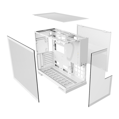 Корпус ПК без блока питания/ Case Geometric Future Model 5, Midi-Tower, TG, no fans, 2xUSB-A 3.0, 1xUSB 3.2 Type-C, E-ATX, ATX, mATX, mITX White