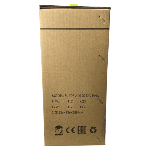 Корпус EVELK с блоком питания 120Вт/ Case Foxline EV-109-AD120 mITX, w/ ext.PSU 120W, DC-converter, w/2хUSB2.0+2хUSB3.0, 1x40mmFan, black, VESA, w/pwr cord, logo EVELK