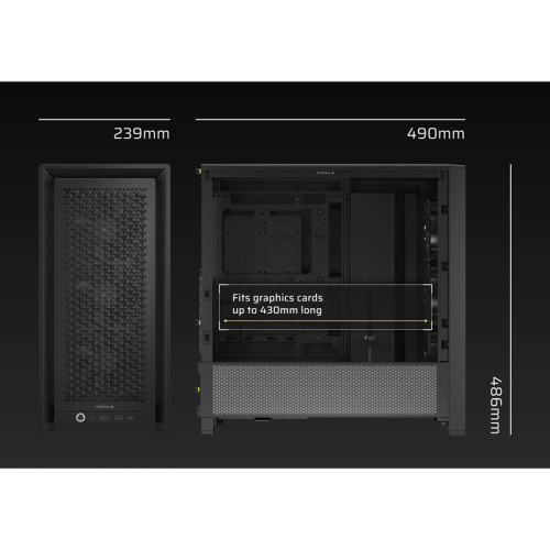 Корпус без блока питания/ Case Corsair Frame 4000D RS, Midi-Tower, TG, 3x120mm, 2xUSB-A 3.2, 1xUSB 3.2 Type-C, E-ATX, ATX, mATX, mITX Black Корпус без блока питания/ Case Corsair Frame 4000D RS, Midi-Tower, TG, 3x120mm, 2xUSB-A 3.2, 1xUSB 3.2 Type-C, E-ATX, ATX, mATX, mITX Black