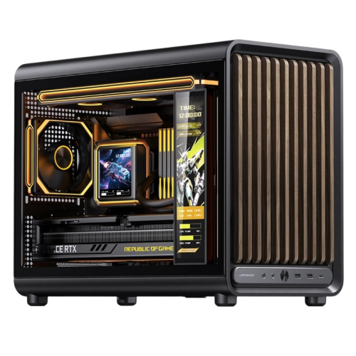 Корпус без блока питания/ Case JONSBO D33 WOOD, Mini-Tower, TG, no fan, 2xUSB-A 3.0 + 1xUSB-C 3.2, mATX, mITX Black