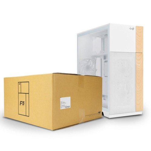 Корпус без блока питания/ Case InWin F5, Full-Tower, TG, 3x140mm ARGB, 2xUSB-A 3.0 + 1xUSB-C 3.2, E-ATX, ATX, mATX, mITX White