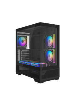 Корпус ПК без блока питания/ Case SAMA V43 Black, Midi-Tower, TG, 6x120mm ARGB, 2xUSB 3.0 + 1xUSB 3.2 Type-C, ATX, mATX, mITX Black