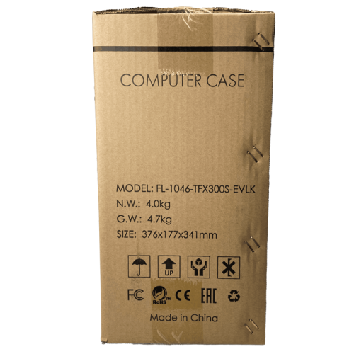 Корпус EVELK с блоком питания 300Вт/ Case Foxline EV-1046-TFX300S mATX SFF, w/PSU TFX 300W, w/2xUSB2.0+2xUSB3.0, w/1xcombo audio, black, w/pwr cord, w/ 8cm FAN, logo EVELK