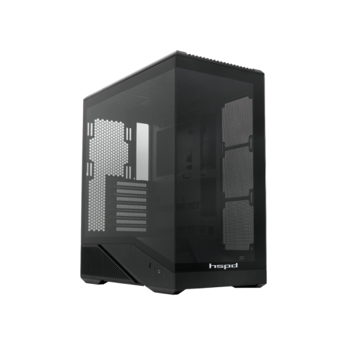 Корпус без блока питания/ Case HSPD F711, Panoramic Full Tower, Black, TG, 0.7 SPCC, no fans ATX, mATX, mITX 190/420/280mm 2x2.5