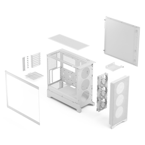 Корпус ПК без блока питания/ Case Fractal Design Pop 2 Air TG RGB, Midi-Tower, 3x120mm, 1xUSB-C + 1xUSB-A 3.2 ATX, mATX, mITX White