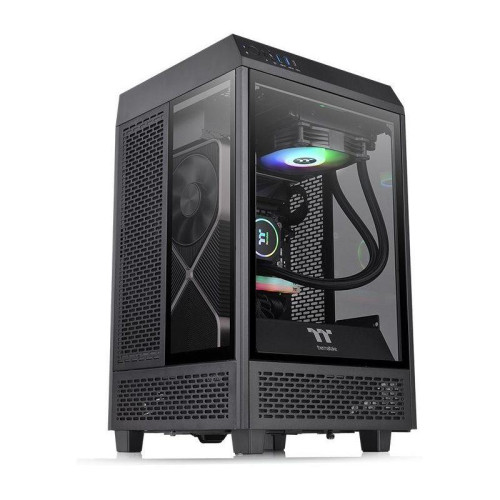 Корпус Thermaltake The Tower 100 черный miniITX 1x120mm 3x140mm 2xUSB3.0 audio bott PSU [CA-1R3-00S1WN-00]