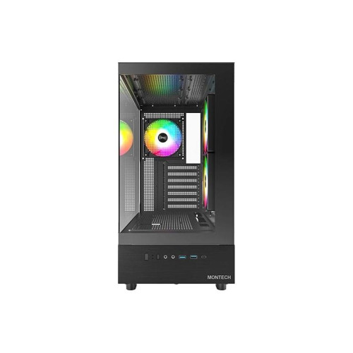 Корпус Montech XR черный ATX 3x120mm 2xUSB3.0 1xUSB3.1 audio bott PSU [XR BL]