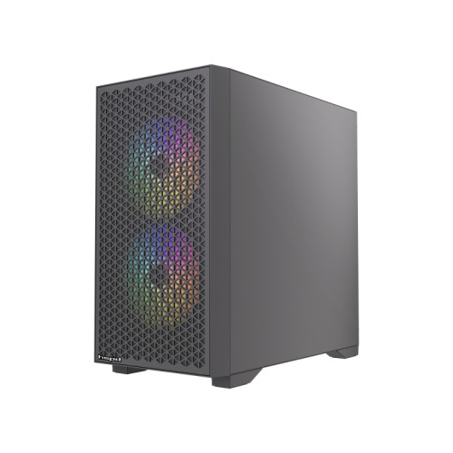 Корпус без блока питания/ Case HSPD M335, Mesh Mini-tower, Black, TG, 0.45 SPCC, 3x120mm ARGB (M11-120) mATX, mITX 160/340/180mm 2x2.5