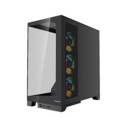 Корпус без блока питания/ Case HSPD F550, Mid Tower, Black, TG, 0.7 SPCC, 4x120mm ARGB ATX, mATX, mITX 185/420/200mm 3x2.5