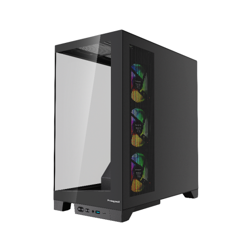 Корпус без блока питания/ Case HSPD F550, Mid Tower, Black, TG, 0.7 SPCC, 4x120mm ARGB ATX, mATX, mITX 185/420/200mm 3x2.5