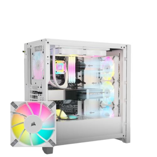 Корпус без блока питания/ Case Corsair iCUE 5000D RGB Airflow, Midi-Tower, TG, 3x120mm RGB, 2xUSB-A 3.2, 1xUSB 3.2 Type-C, E-ATX, ATX, mATX, mITX White