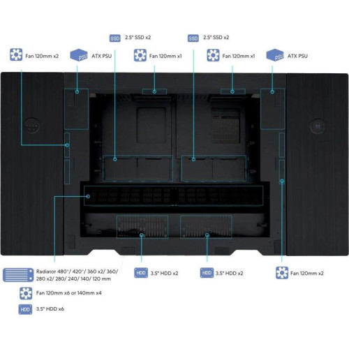 Корпус Lian-Li DK07X черный E-ATX 10x120mm 3x140mm 2xUSB3.0 audio bott PSU [G99.DK07X.10RU]