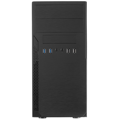 Корпус с блоком питания 450Вт./ Case Foxline FL-628-FZ450R-U32-S mATX case, black, w/PSU 450W 12cm, w/2xUSB2.0, w/2xUSB3.0 w/pwr cord, w/o FAN, E-lock support