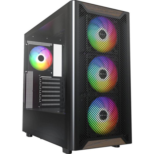 Корпус Montech XR Wood черный без БП ATX 3x120mm 2xUSB3.0 audio bott PSU