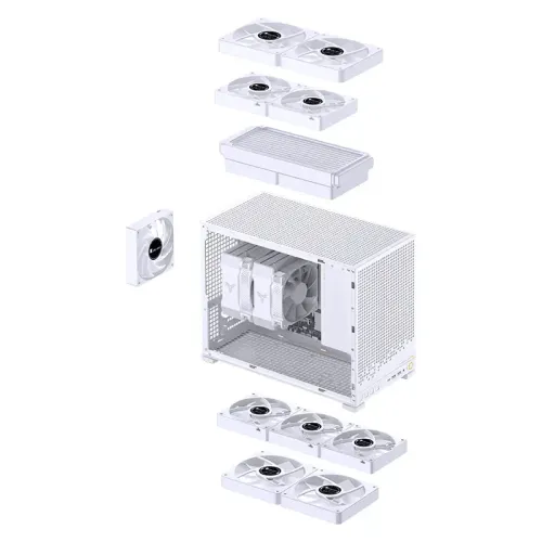 Корпус без блока питания/ Case JONSBO D32 PRO, Mini-Tower, TG, no fan, 2xUSB-A 3.2 + 1xUSB-C 3.2, mATX, mDTX, mITX White