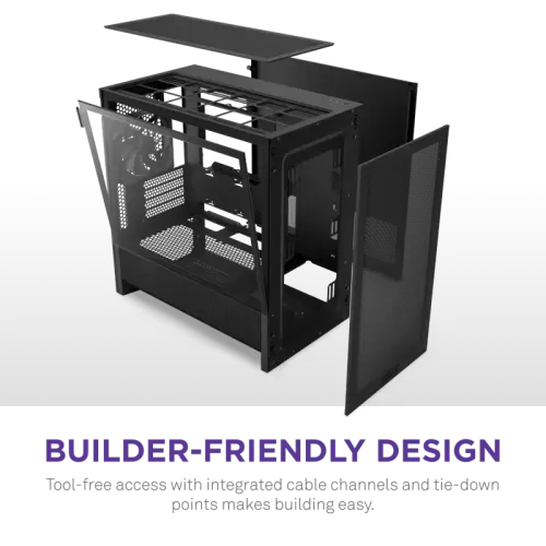 Корпус без блока питания/ Case NZXT H3 Flow (2025), Midi-Tower, TG, 1x120mm, 1xUSB-A 3.2 + 1xUSB-C 3.2, mATX, mITX Black Корпус без блока питания/ Case NZXT H3 Flow (2025), Midi-Tower, TG, 1x120mm, 1xUSB-A 3.2 + 1xUSB-C 3.2, mATX, mITX Black