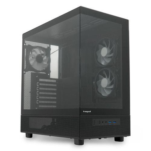 Корпус без блока питания/ HSPD F710, Panoramic Mid Tower, Black, TG, 0.5 SPCC, 3x120mm ARGB E-ATX, ATX, mATX, mITX 185/395/270mm 2x2.5